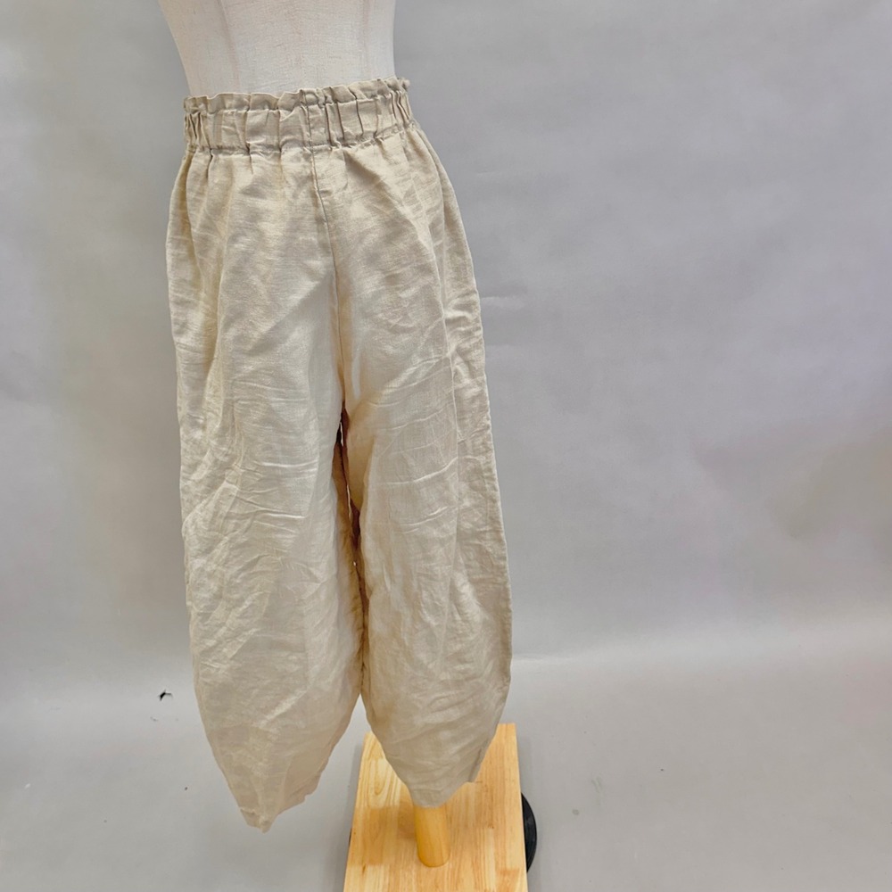 LenokLINEN tan flax Linen Lantern Pants‎ Turkish Style Relaxed Fit Size Medium - Picture 4 of 16